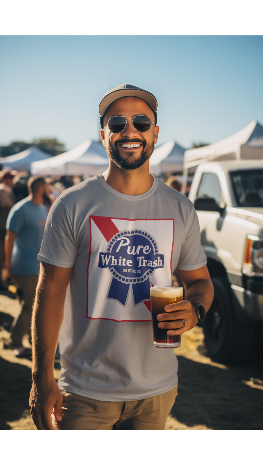 Pure White Trash Beer Funny T-Shirt | Redneck Party Shirt | Funny Drinking Shirt | White Trash Party | Gift for Him